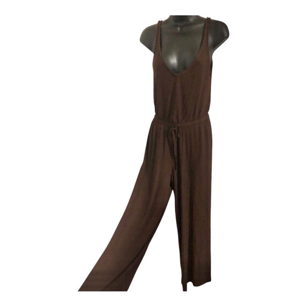 Auden brown v-neck supersoft cozy sleepwear pajamas jumpsuit size XS brand new